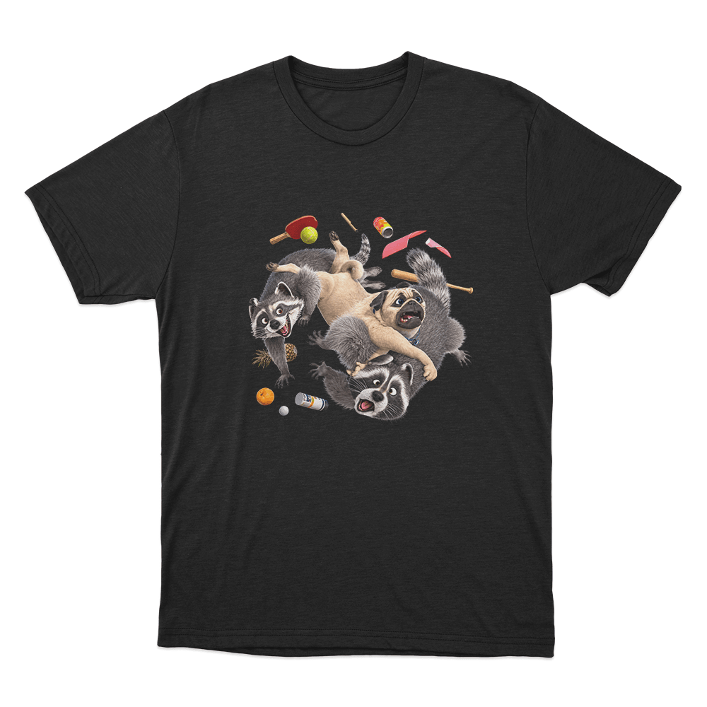 Mighty Mike Raccoon Chaos Unisex T Shirt Black Mighty Mike Raccoon Chaos Unisex T Shirt Black