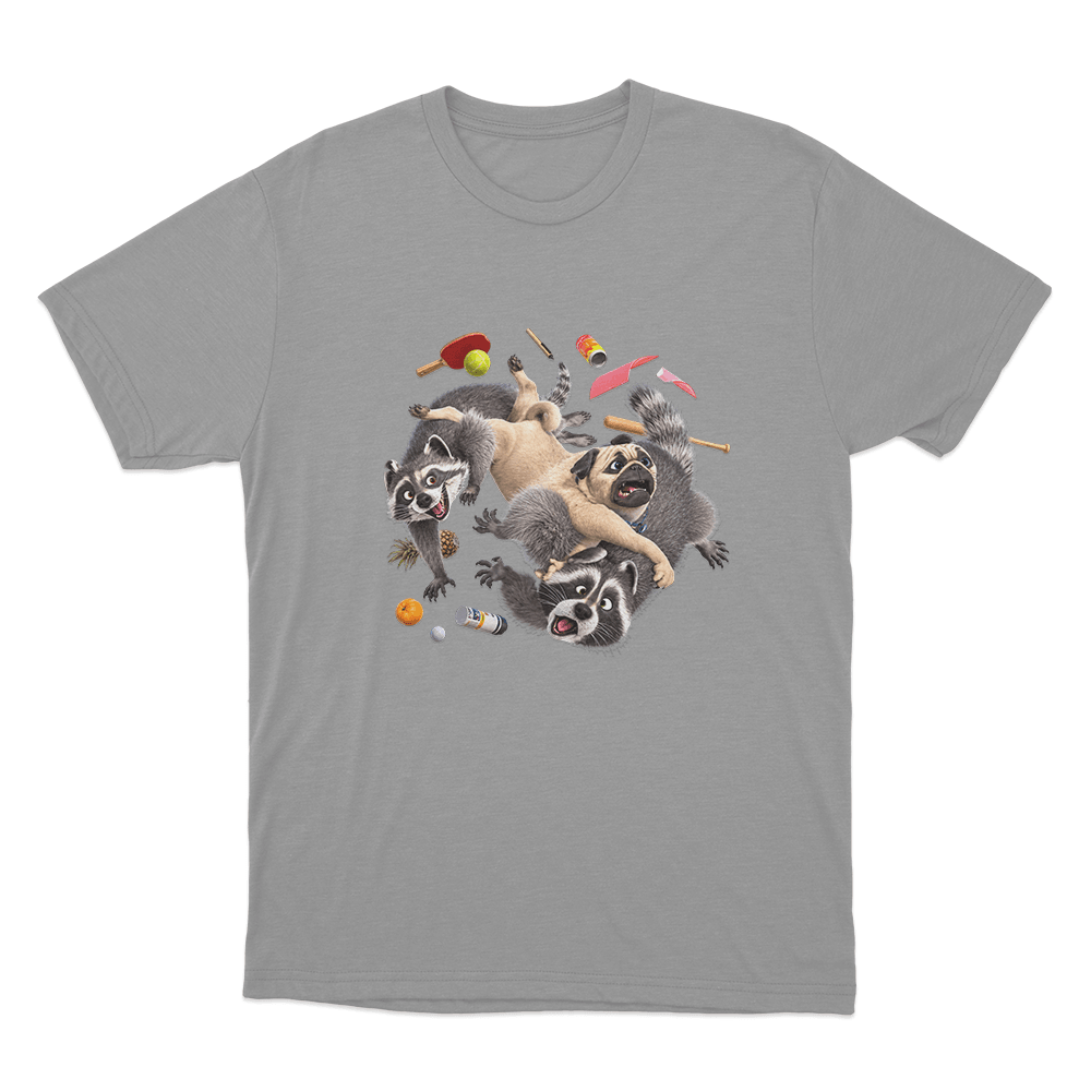 Mighty Mike Raccoon Chaos Unisex T Shirt Grey Mighty Mike Raccoon Chaos Unisex T Shirt Grey