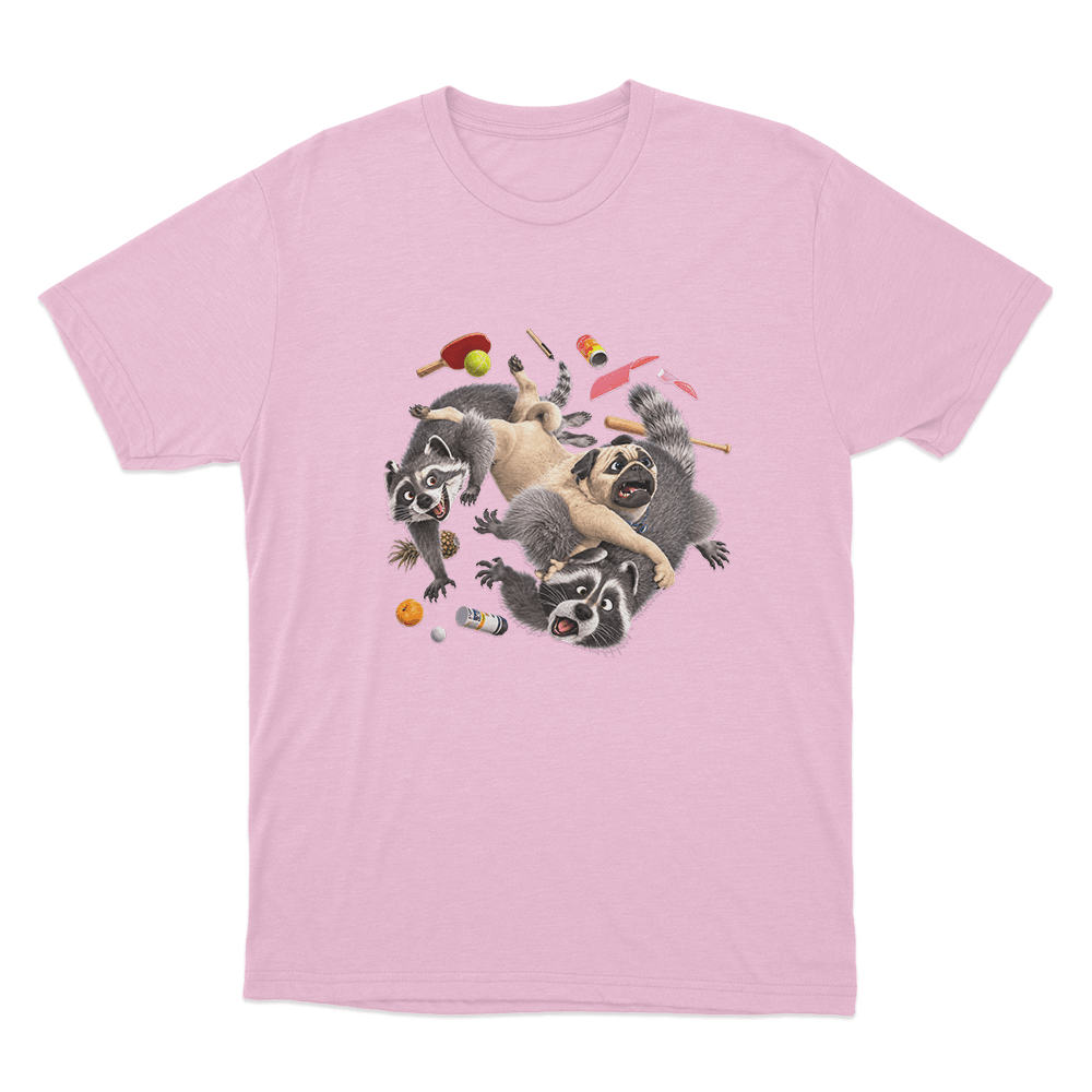 Mighty Mike Raccoon Chaos Unisex T Shirt Pink Mighty Mike Raccoon Chaos Unisex T Shirt Pink