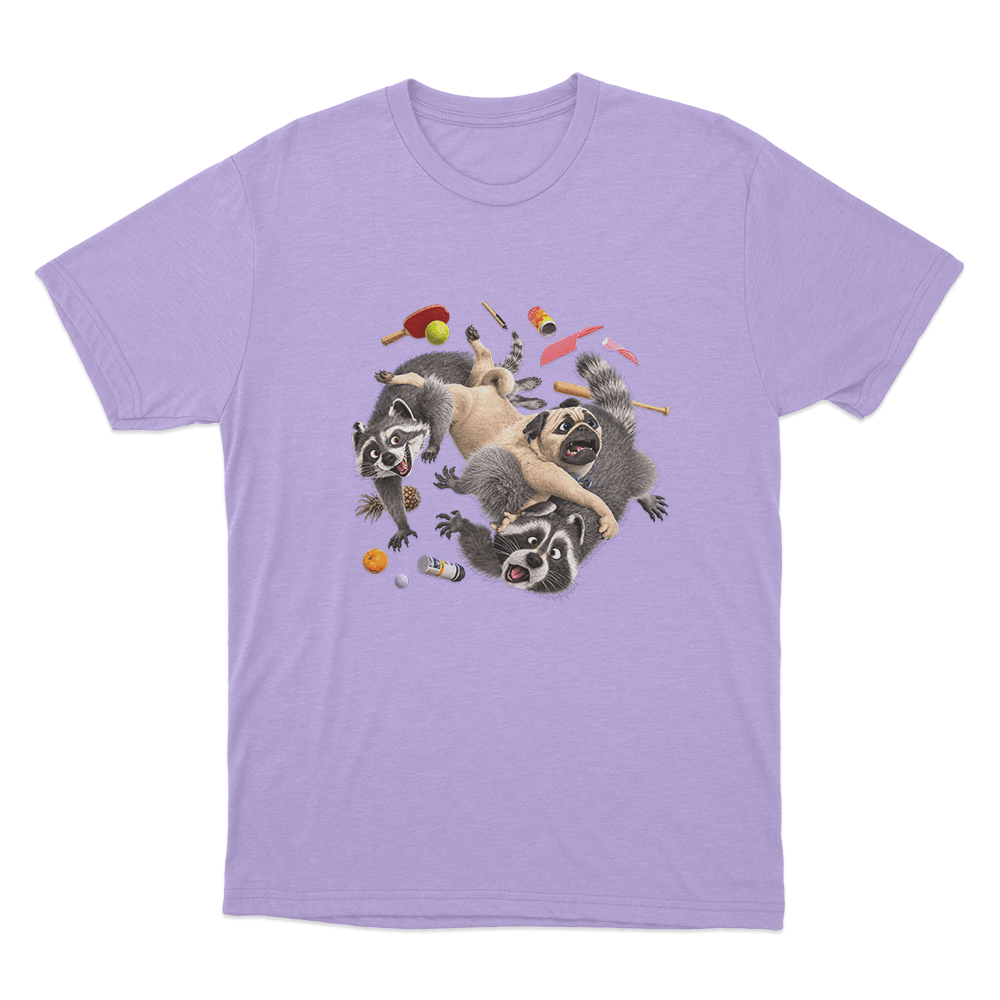 Mighty Mike Raccoon Chaos Unisex T Shirt Purple Mighty Mike Raccoon Chaos Unisex T Shirt Purple